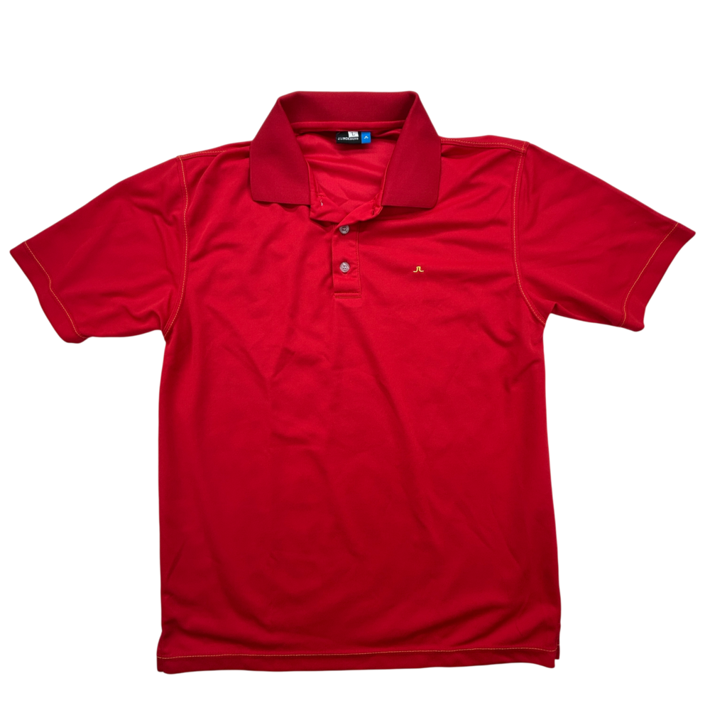 J.Lindeberg Shirt Mens Large Red Performance Golf Polo Lightweight Logo